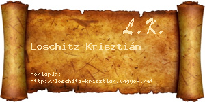 Loschitz Krisztián névjegykártya